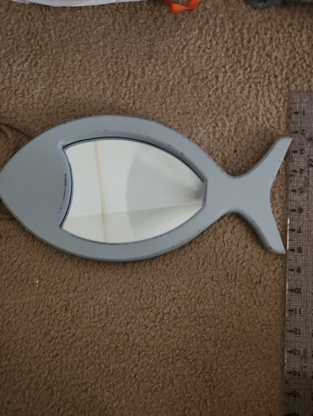 Fish-Shaped Wall Mirror in Light Blue - Picture 2 of 3